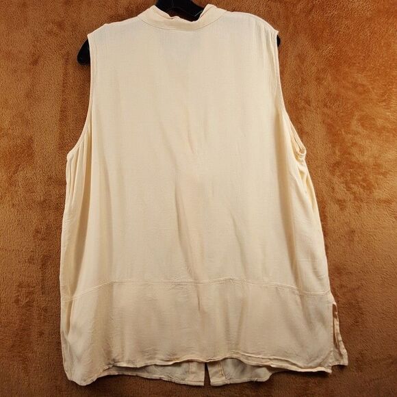 DIANE VON FURSTENBERG Top Womens 2X Pastel Orange Button Up Sleeveless Tunic - Picture 3 of 6